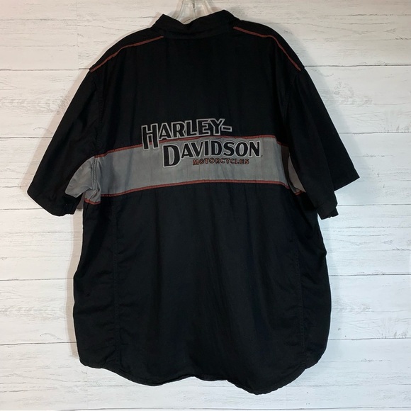 Harley-Davidson Iron Block Shirt Men's 3XL Black Button Up Garage Mechanic Wings - Picture 4 of 11